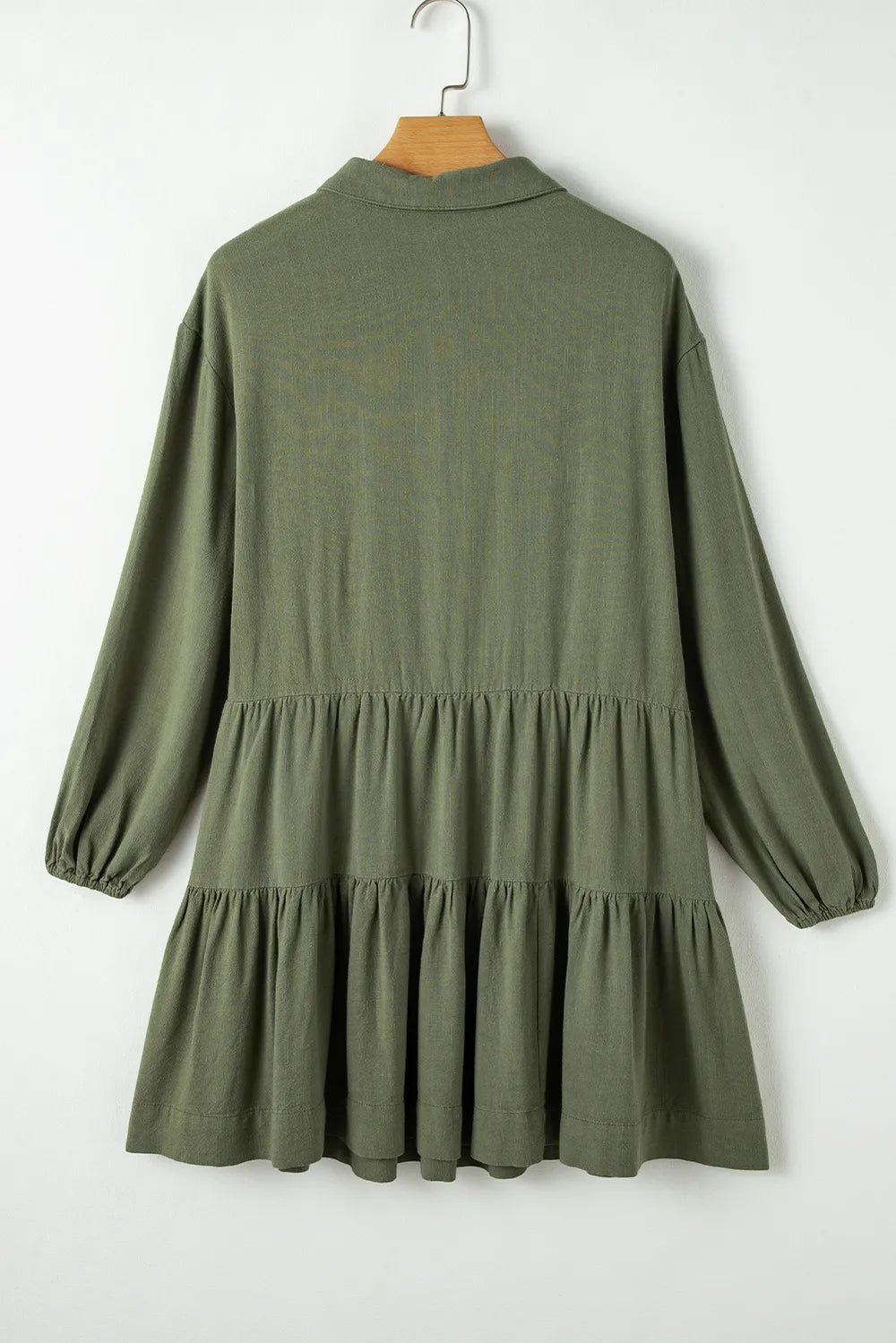 Tiered Collared Neck Balloon Sleeve Dress - Salty Season LLC