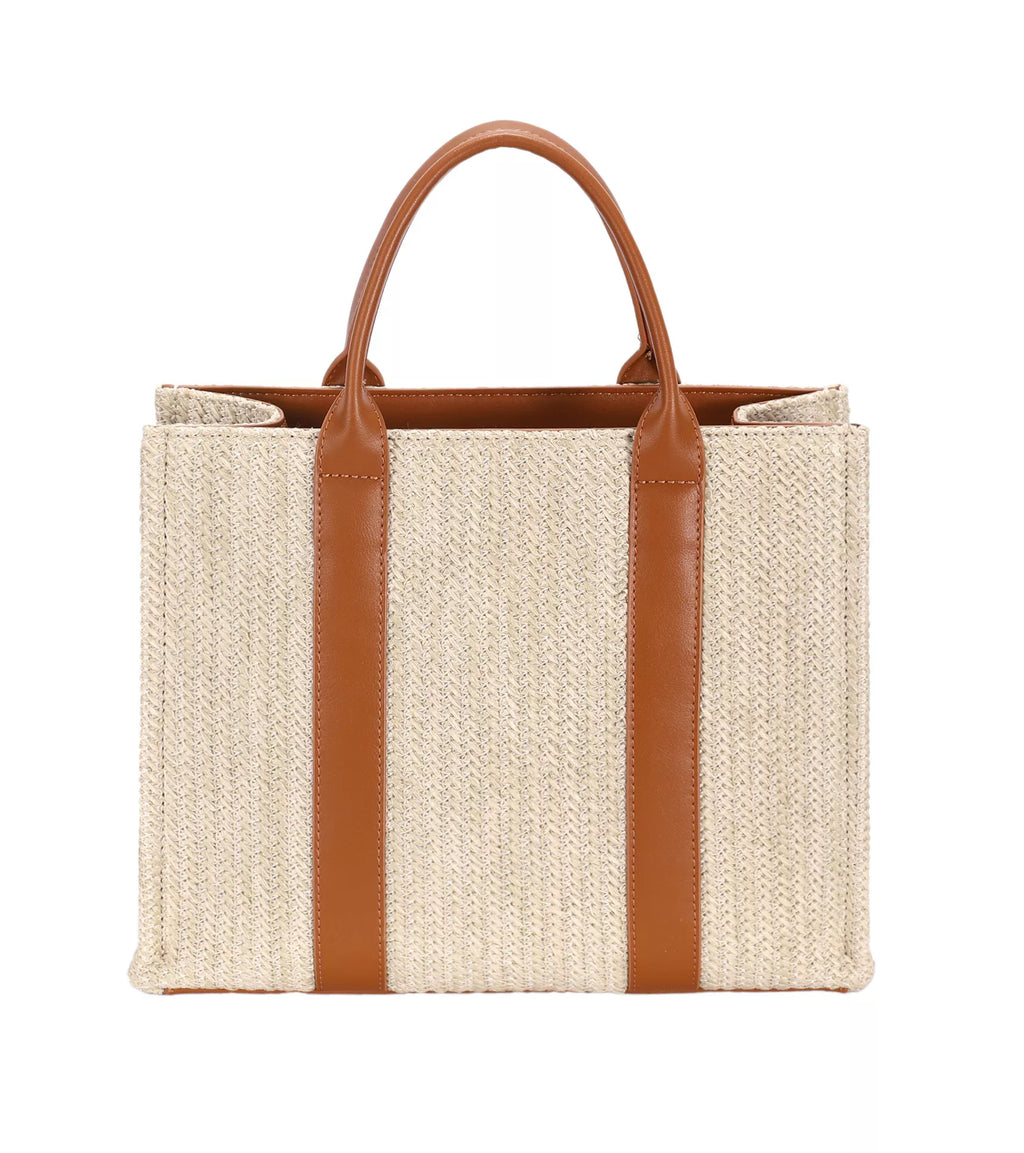 David Jones Square Woven Tote Handbag - Salty Season LLC