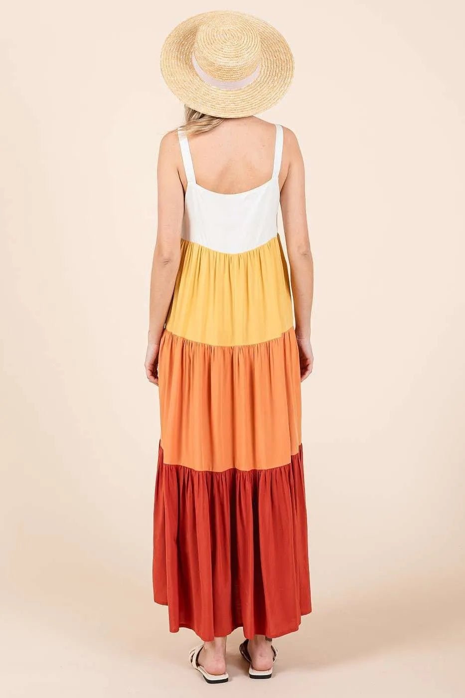 Mittoshop Color Block Tiered Pull-On Maxi Dress - Salty Season LLC