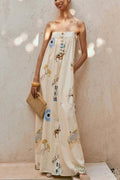 Bohemian Print Cami Maxi Dress with Pockets - Salty Season LLC