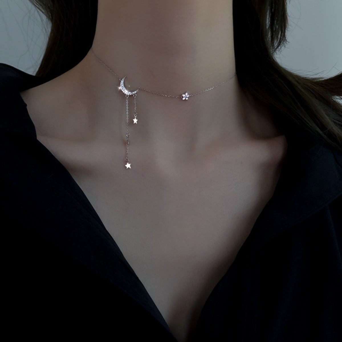 925 Sterling Silver Star Moon Necklace - Salty Season LLC