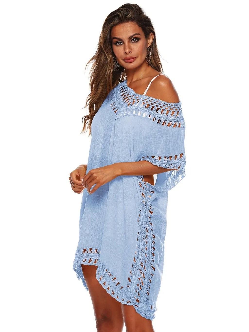 Bohemian Crochet Trim Beach Cover Up Dress - Salty Season LLC