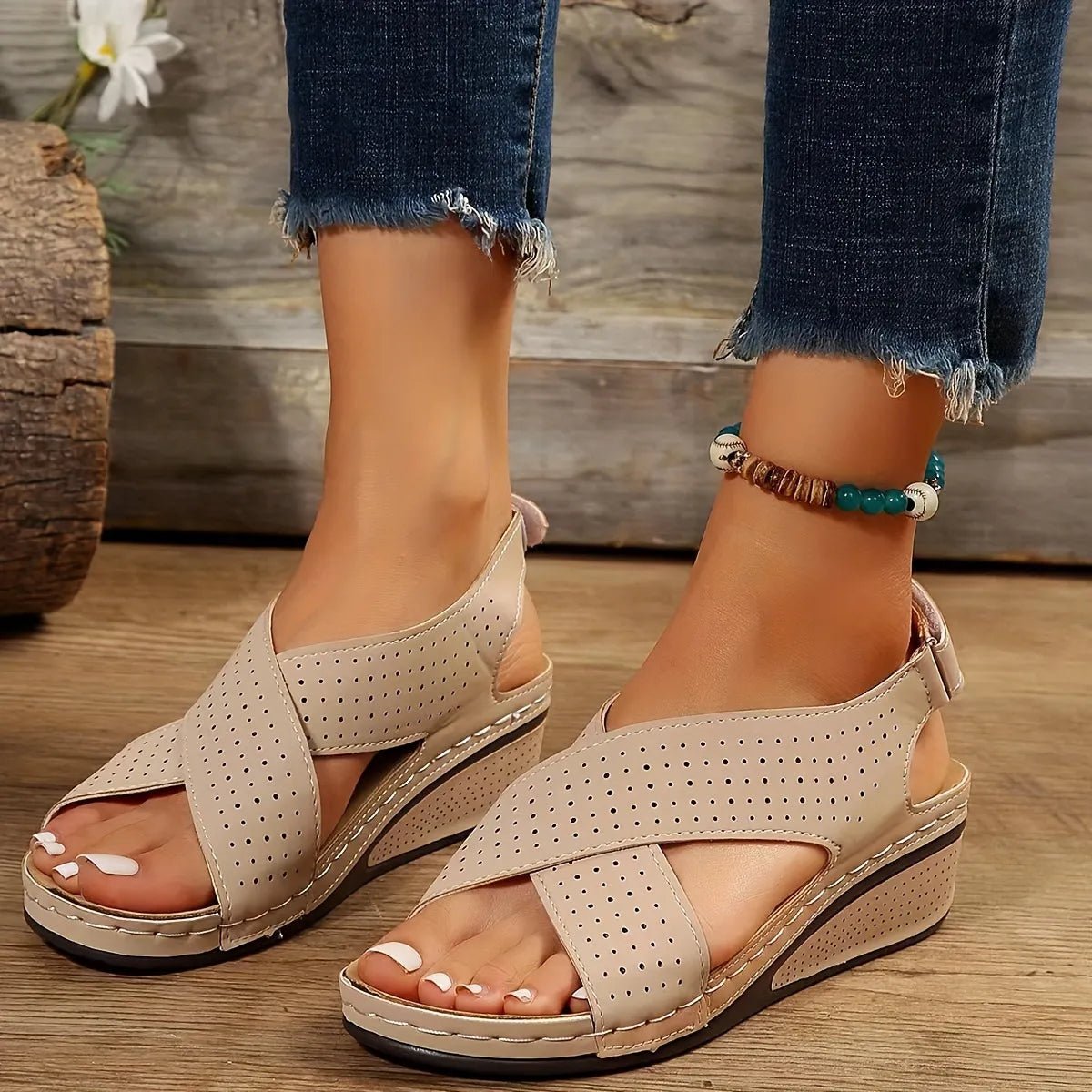 Criss-Cross Comfort Wedge Sandals - Salty Season LLC