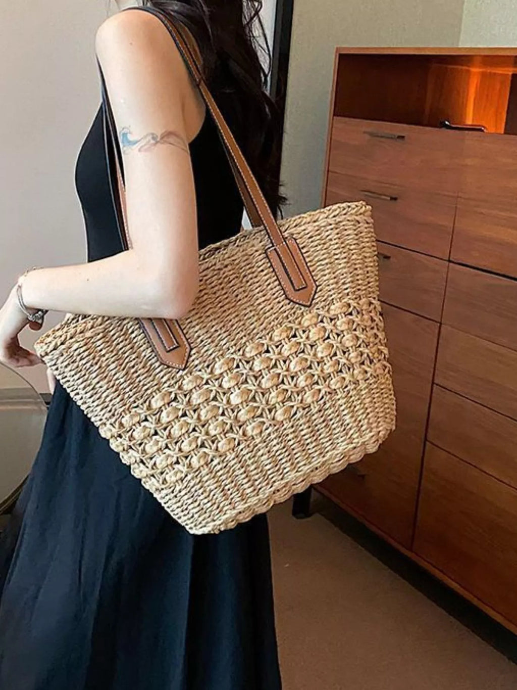 Straw Shoulder Bag - Handwoven Summer Purse - Salty Season LLC