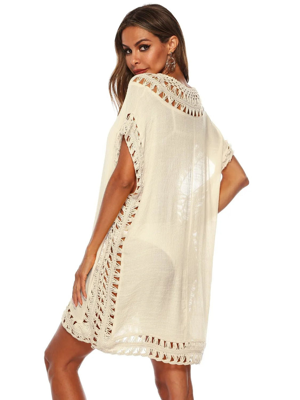 Bohemian Crochet Trim Beach Cover Up Dress - Salty Season LLC
