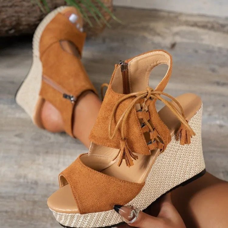 Peep Toe Wedge Sandals - Salty Season LLC