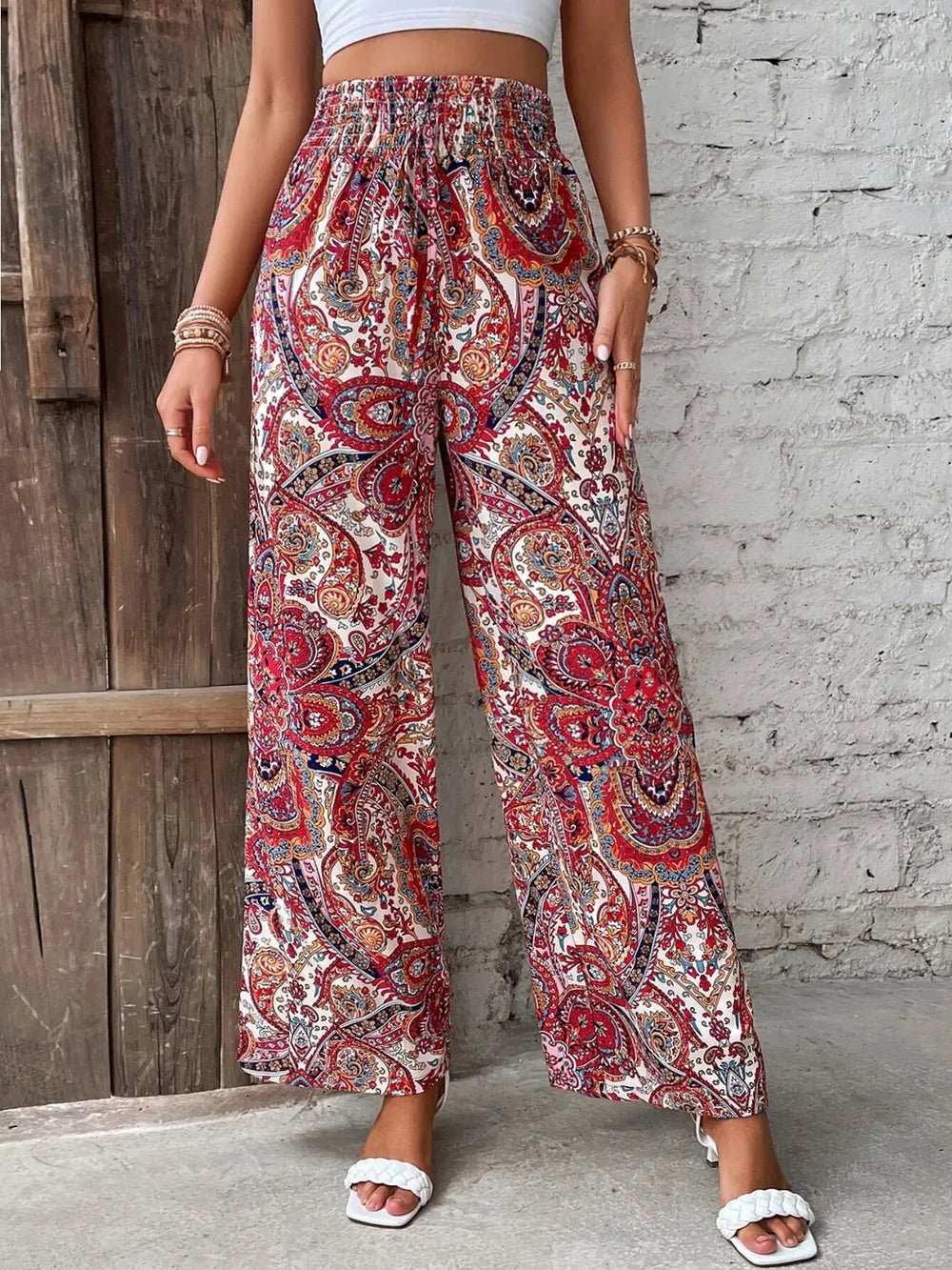 Printed Wide Leg Pants - Salty Season LLC