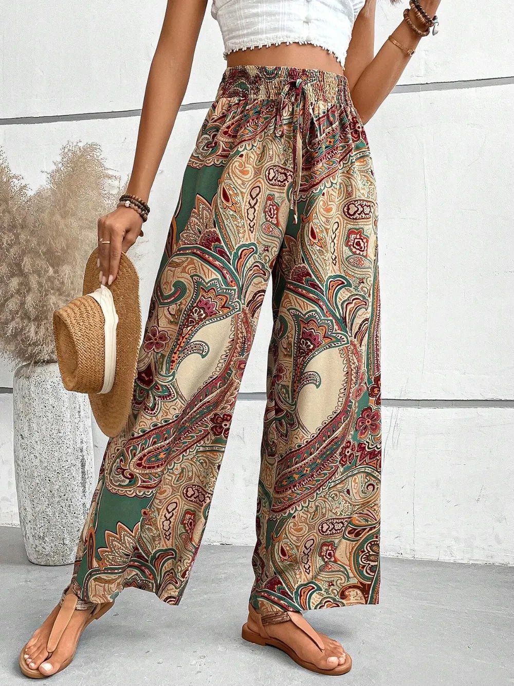 Printed Wide Leg Pants - Salty Season LLC