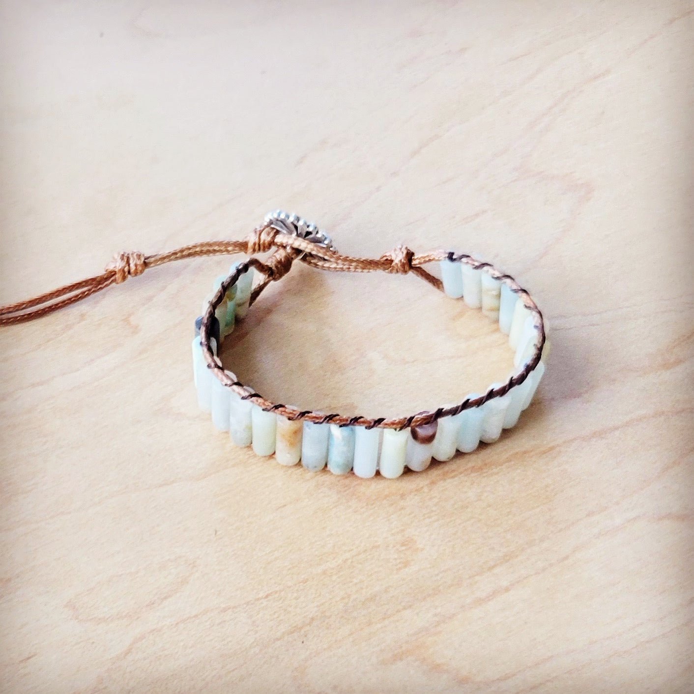 Woven Amazonite Stacked Stone Beaded Bracelet 810m - Salty Season LLC