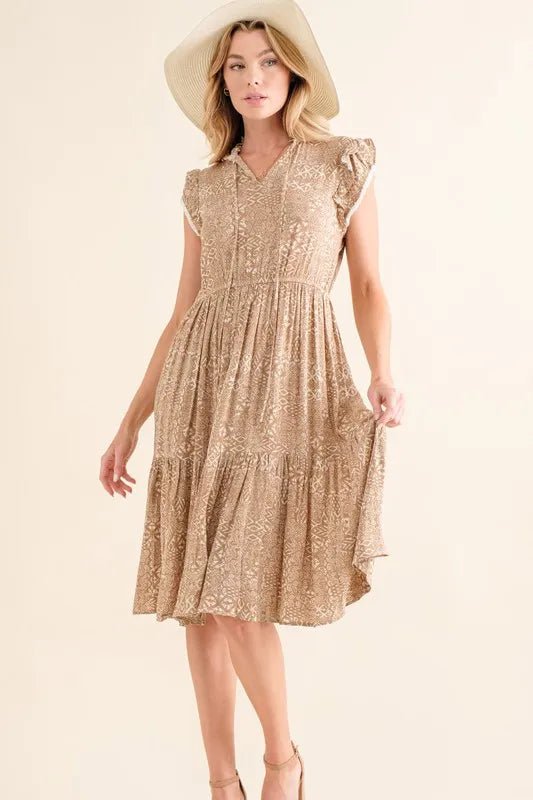 And The Why Boho Printed Tiered Maxi Dress - Salty Season LLC