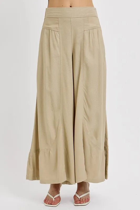 RISEN Shirring Detail Wide Leg Pants - Salty Season LLC