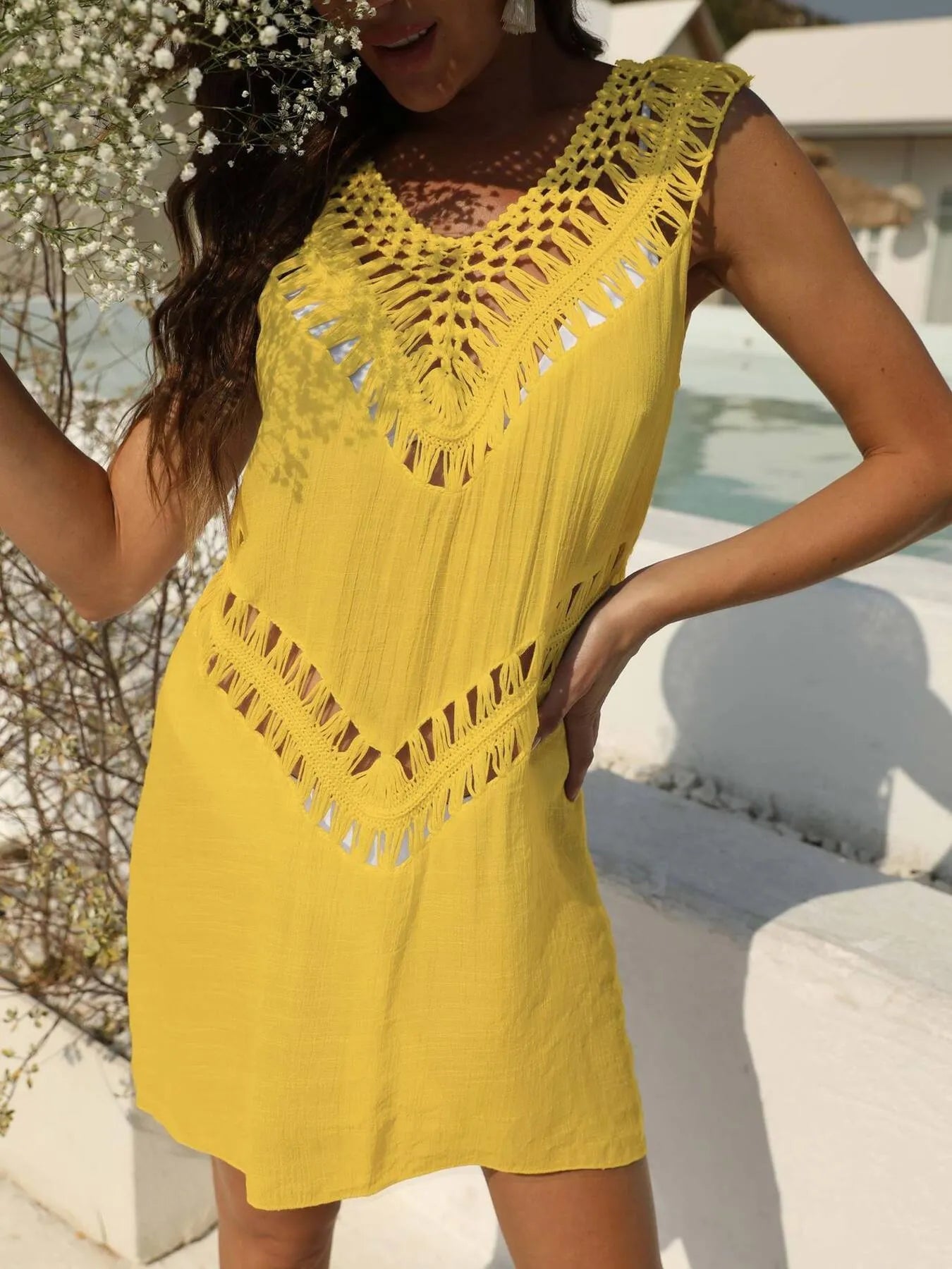 Crochet Detail Beach Cover Up Dress - Salty Season LLC