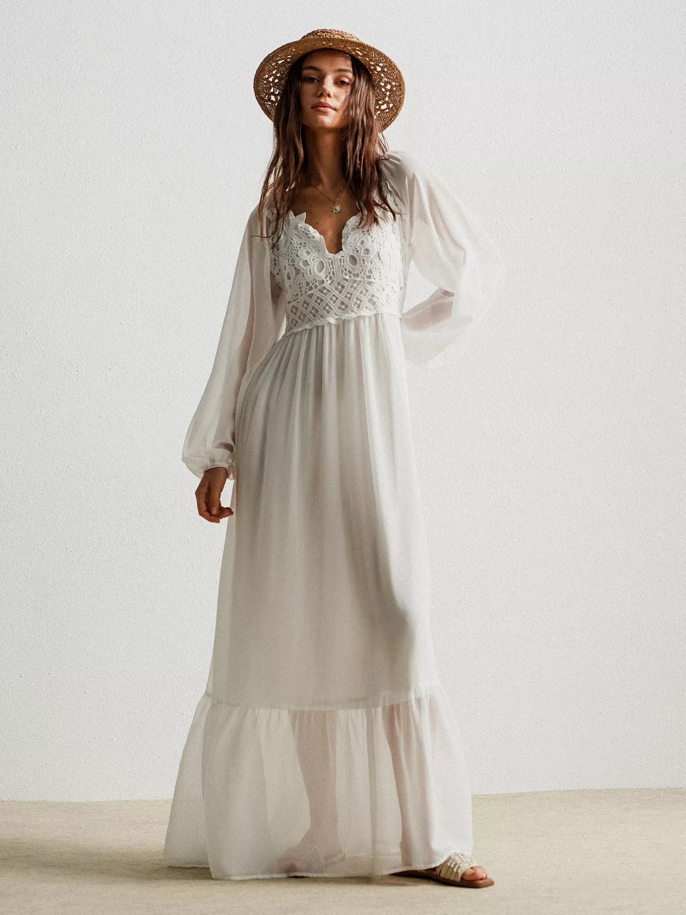 Boho Chic Crochet Lace Maxi Dress - Salty Season LLC
