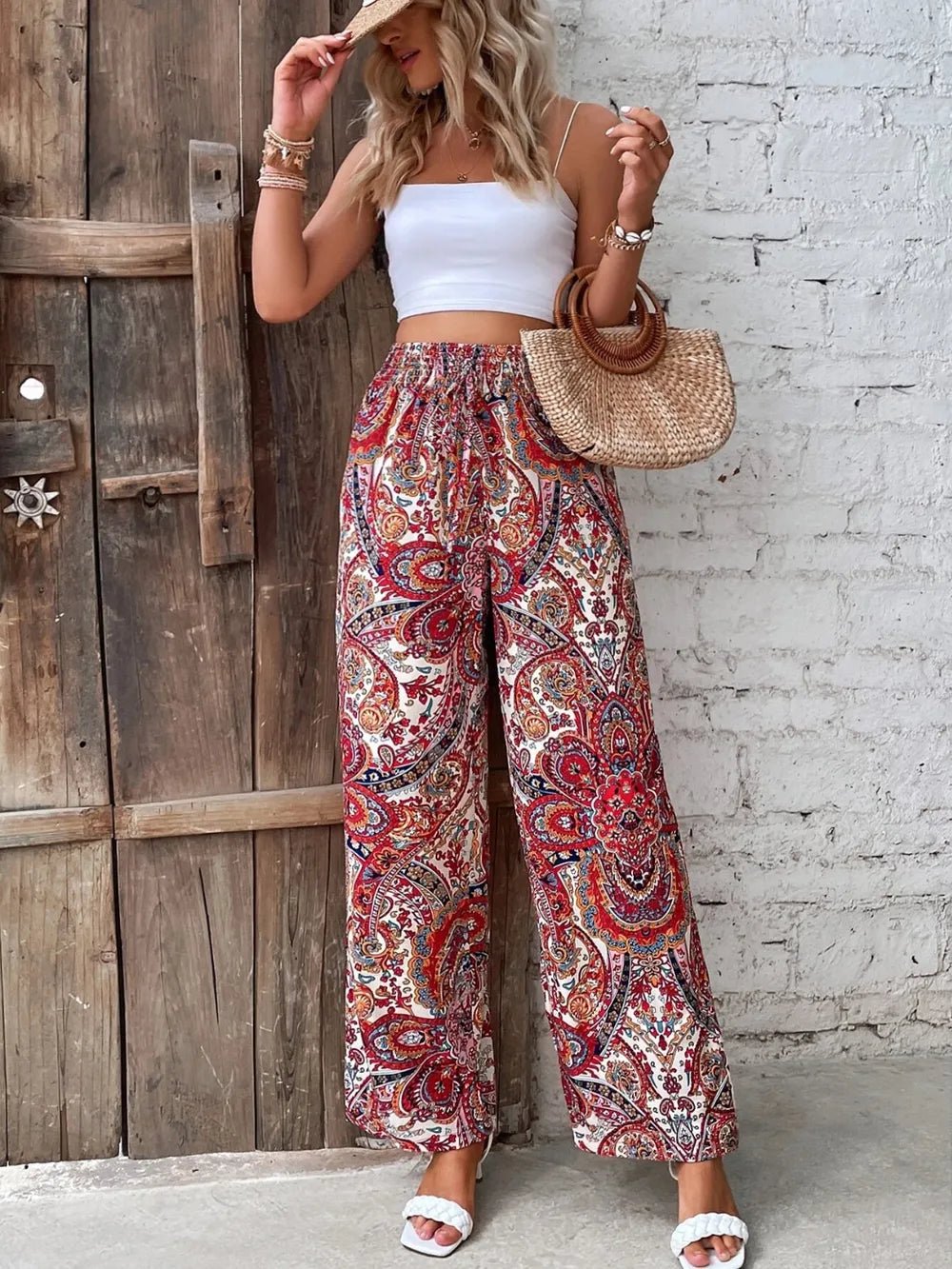 Printed Wide Leg Pants - Salty Season LLC