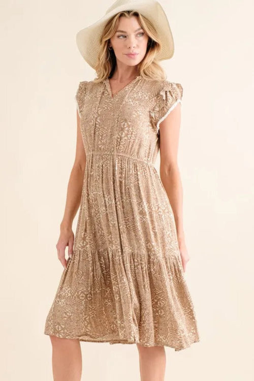 And The Why Boho Printed Tiered Maxi Dress - Salty Season LLC