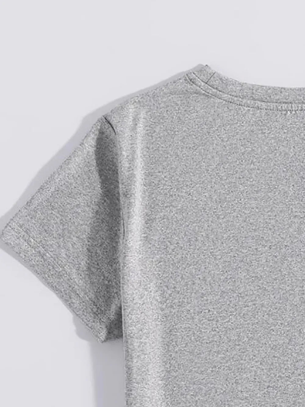gray Graphic Round Neck Short Sleeve T-Shirt