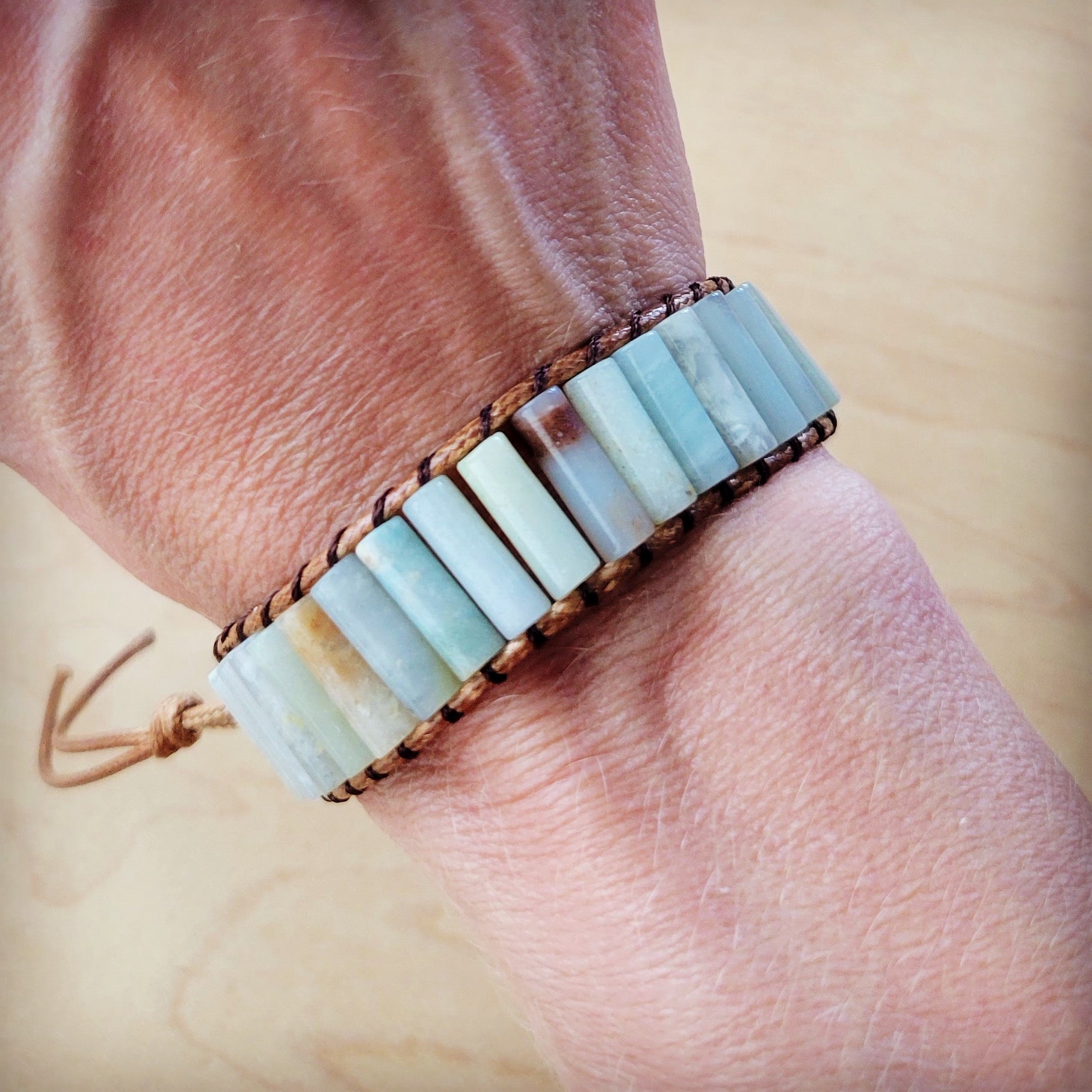 Woven Amazonite Stacked Stone Beaded Bracelet 810m - Salty Season LLC