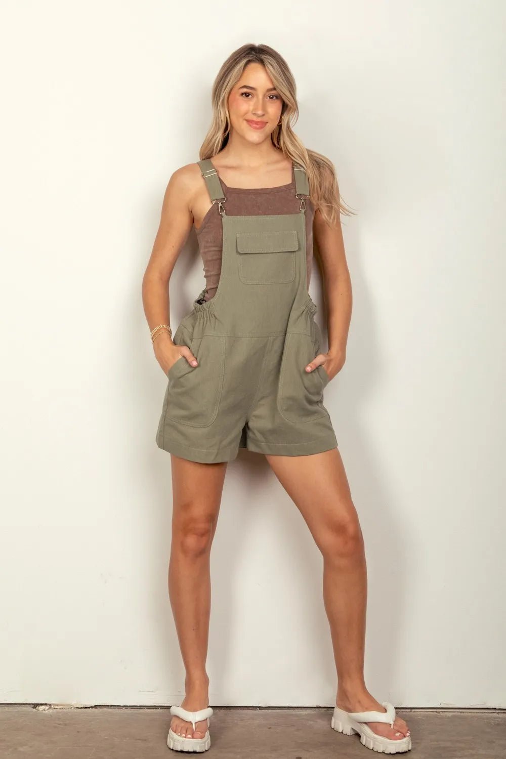 VERY J Adjustable Suspender Overalls with Pockets - Salty Season LLC