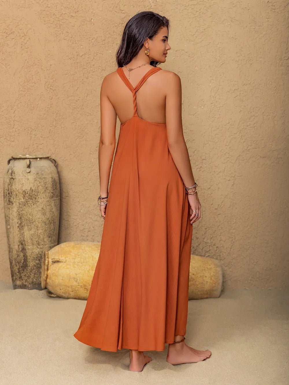 Sleeveless Maxi Twisted Back Dress - Salty Season LLC
