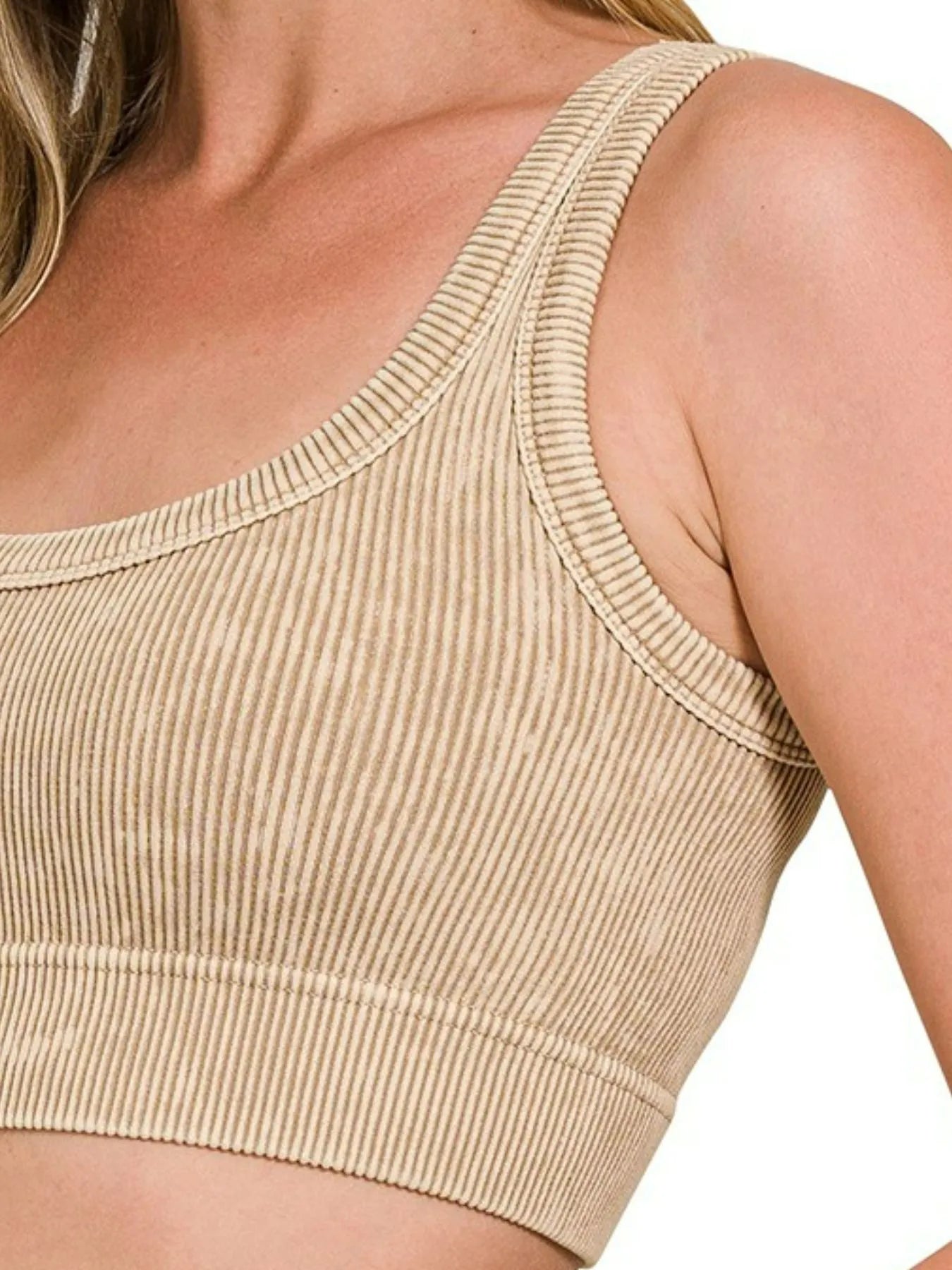 Zenana Washed Ribbed Scoop Neck Seamless Tank Top - Salty Season LLC