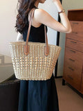 Straw Shoulder Bag - Handwoven Summer Purse - Salty Season LLC