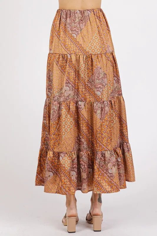 Mittoshop Paisley Patchwork Print Satin Maxi Skirt - Salty Season LLC