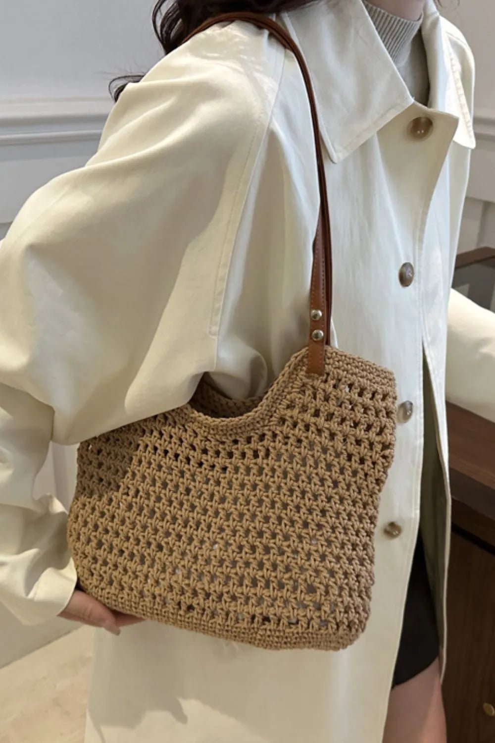 Openwork Woven Tote Bag - Salty Season LLC