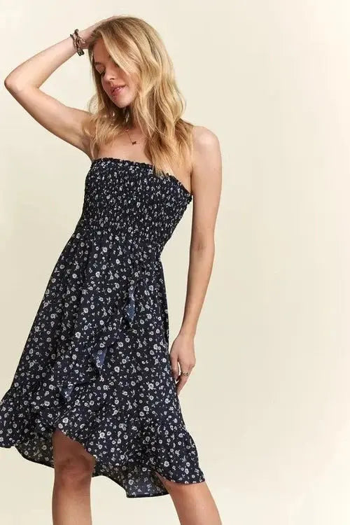 ADORA Smocked Floral Tube Dress with Pockets - Salty Season LLC