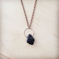 **Long Copper Necklace with Black Agate Pendant 261r - Salty Season LLC