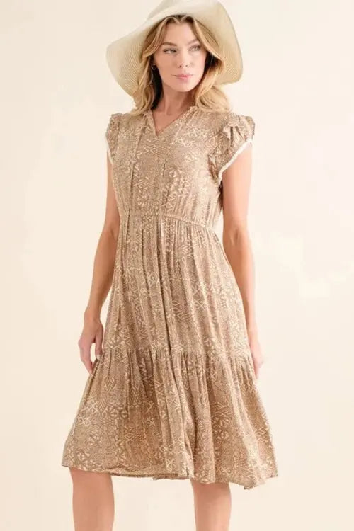 And The Why Boho Printed Tiered Maxi Dress - Salty Season LLC