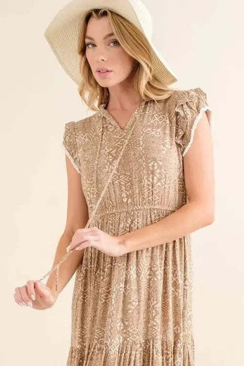 And The Why Boho Printed Tiered Maxi Dress - Salty Season LLC
