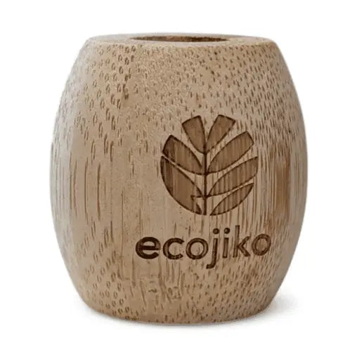 ecojiko engraved bamboo toothbrush stand with leaf logo