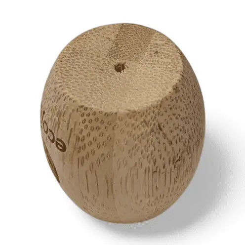 top-down view of rounded eco-friendly bamboo brush stand