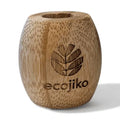 angled view of sustainable bamboo toothbrush holder