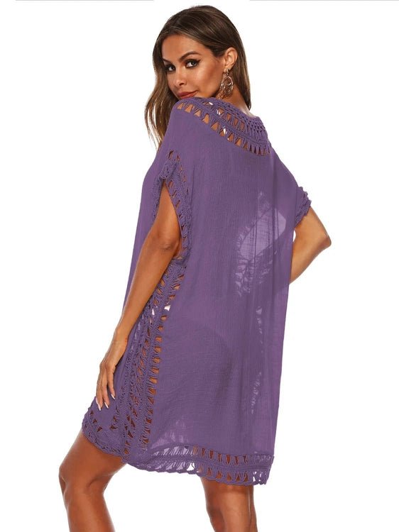 Bohemian Crochet Trim Beach Cover Up Dress - Salty Season LLC
