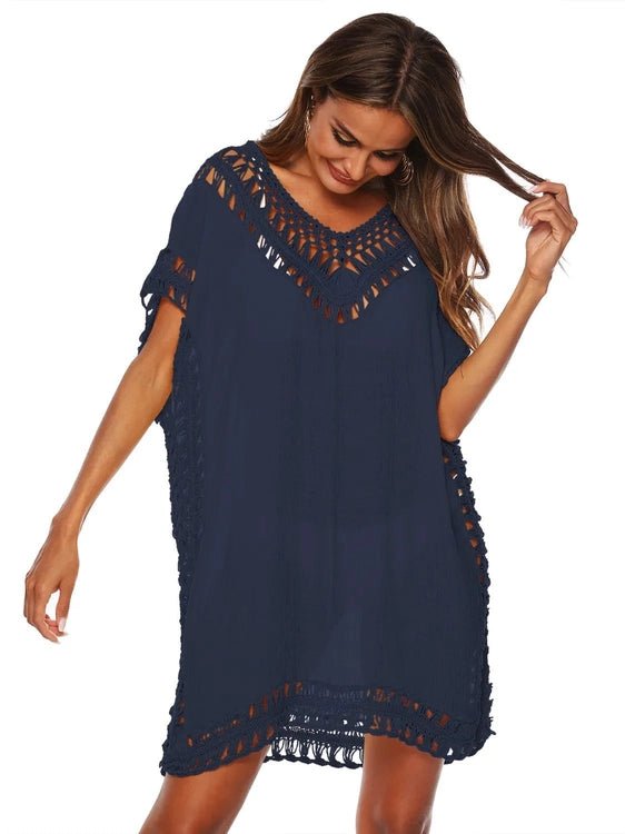 Bohemian Crochet Trim Beach Cover Up Dress - Salty Season LLC