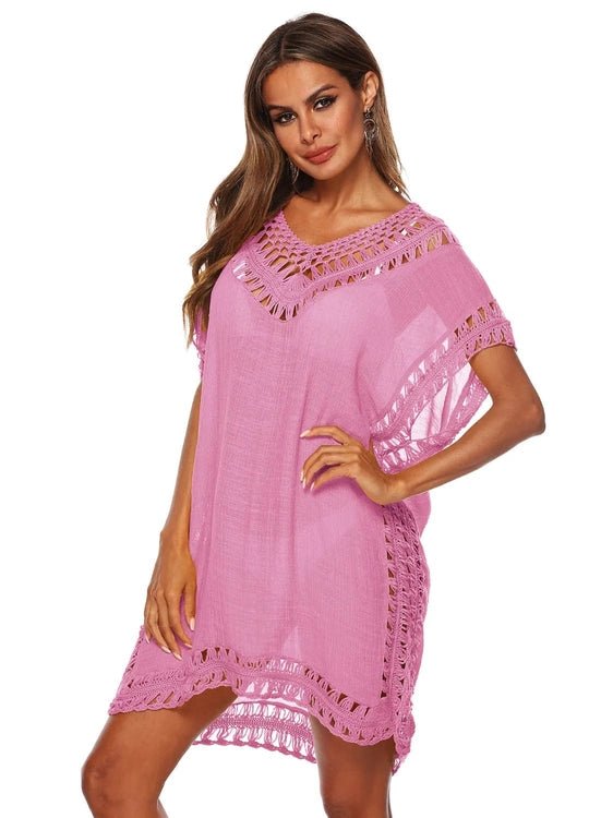 Bohemian Crochet Trim Beach Cover Up Dress - Salty Season LLC