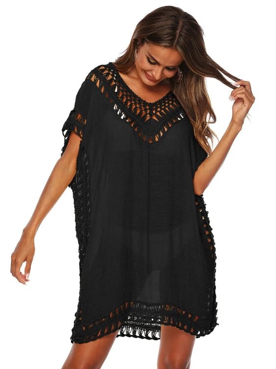Bohemian Crochet Trim Beach Cover Up Dress - Salty Season LLC