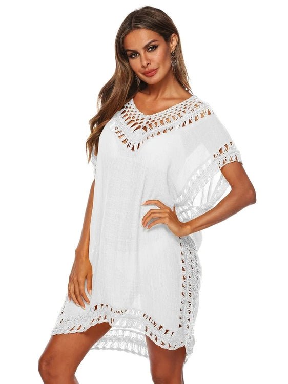 Bohemian Crochet Trim Beach Cover Up Dress - Salty Season LLC