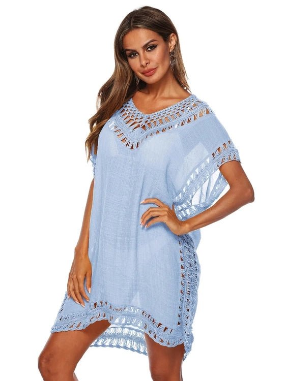 Bohemian Crochet Trim Beach Cover Up Dress - Salty Season LLC