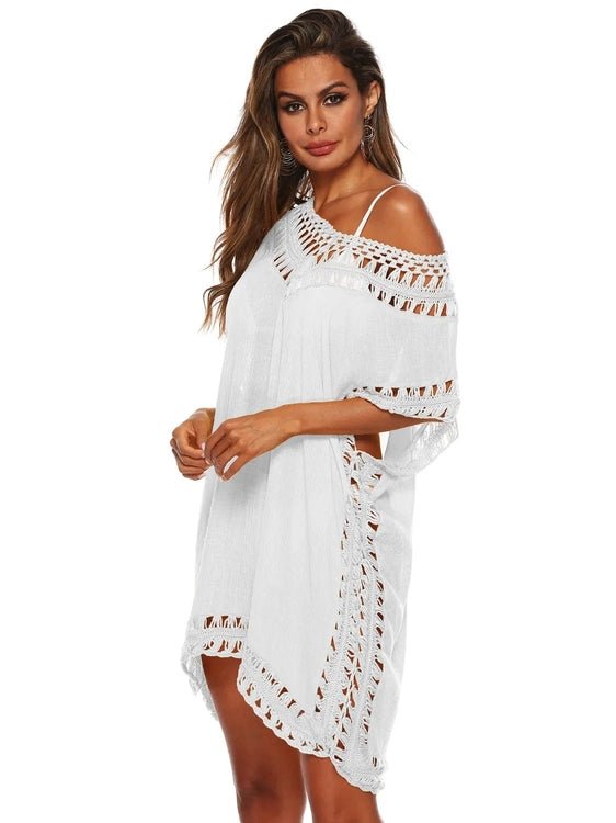 Bohemian Crochet Trim Beach Cover Up Dress - Salty Season LLC