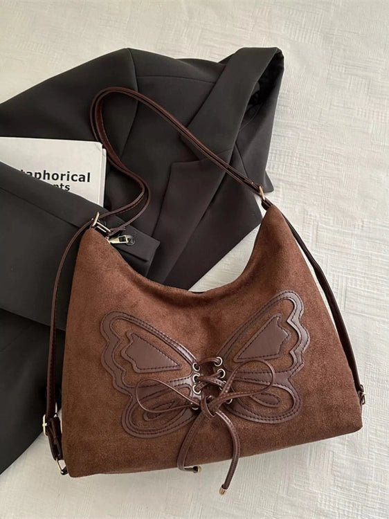 Butterfly Decor Lace-Up Shoulder Bag - Salty Season LLC