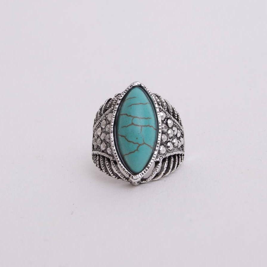Classic Marquise Adjustable Turquoise Ring | Western Inspired Diamond Shaped Fashion Jewelry - Salty Season LLC