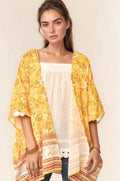 Davi & Dani Floral Printed Short Sleeve Loose Fit Kimono Cover Up - Salty Season LLC