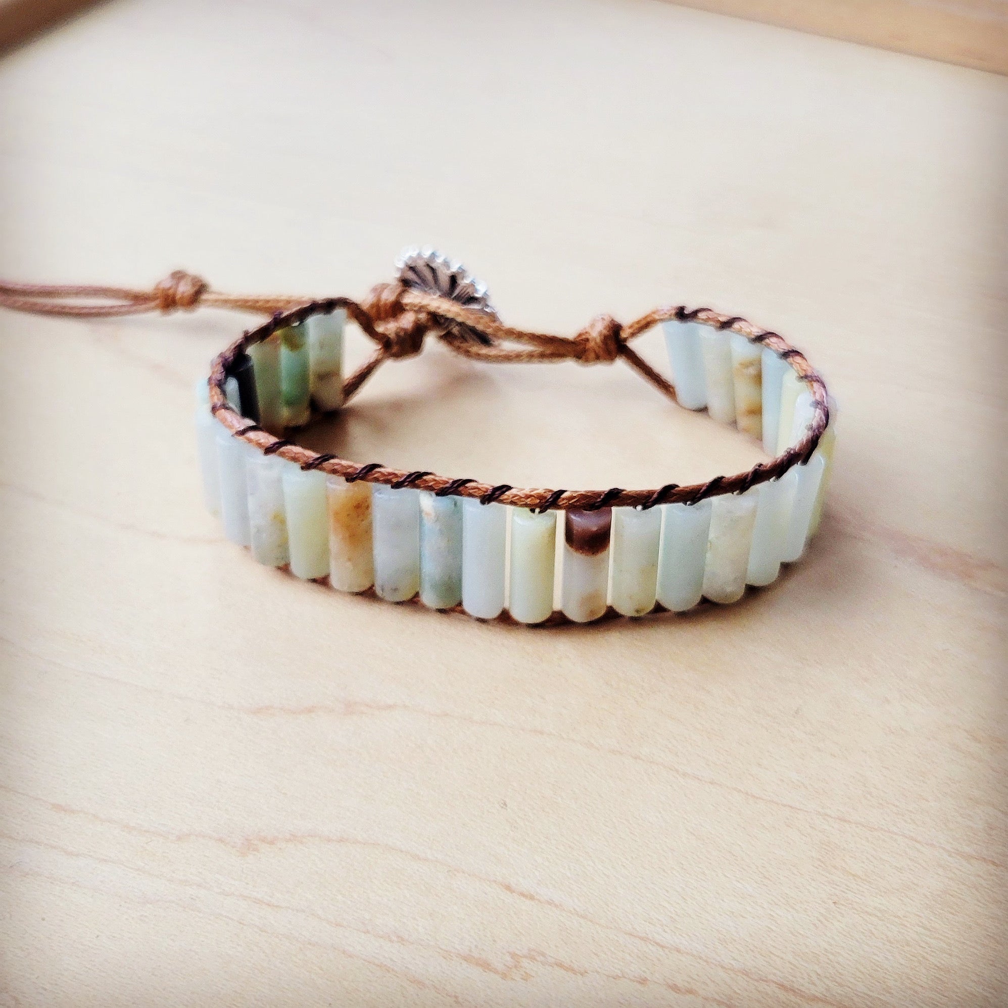 Woven Amazonite Stacked Stone Beaded Bracelet 810m - Salty Season LLC