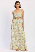 Floral open‑back maxi dress with square neckline and lightweight warm‑weather fabric.