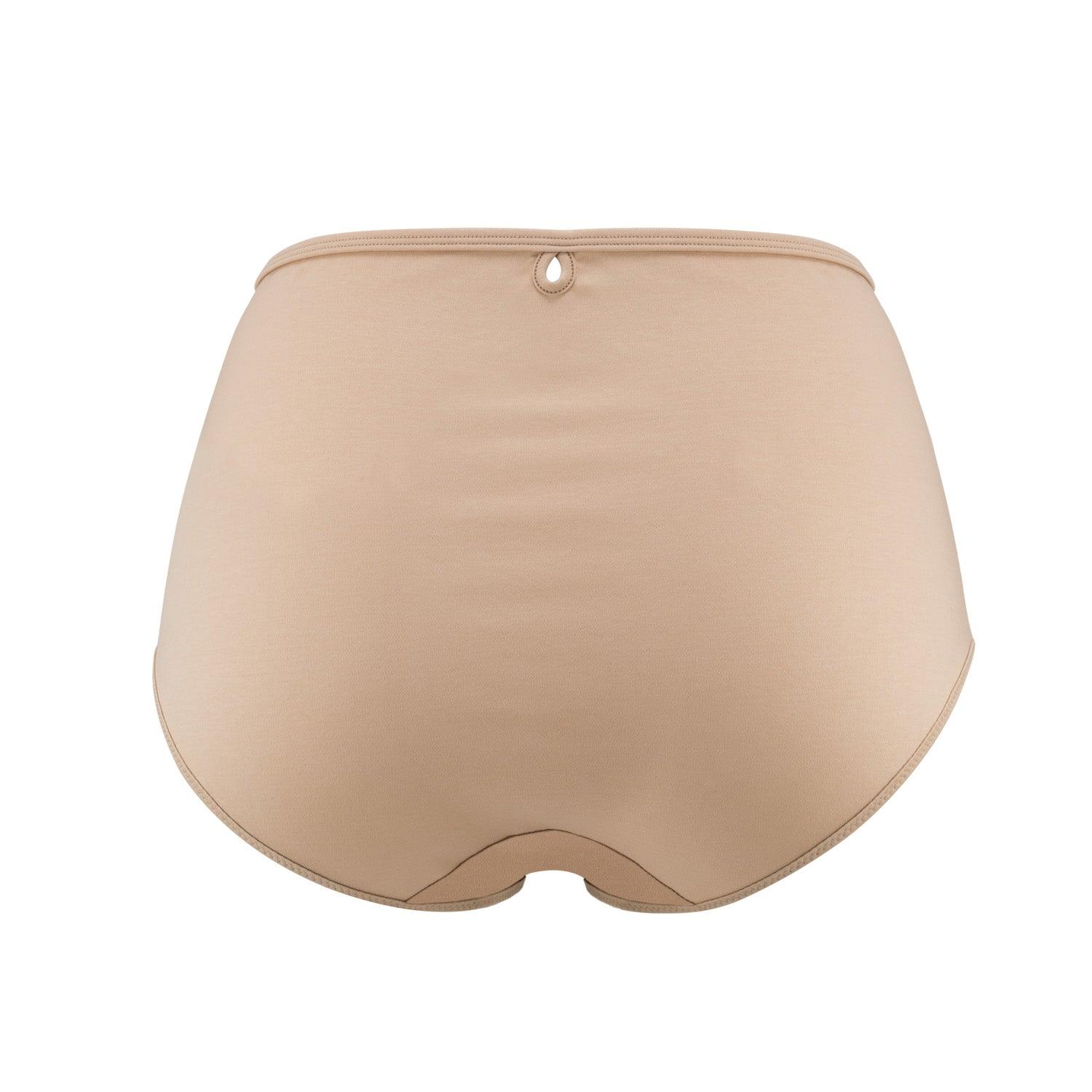 Beige high-waisted underwear on a white background