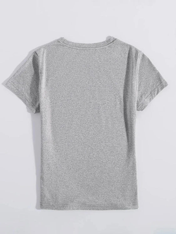 grey back Graphic Round Neck Short Sleeve T-Shirt - Salty Season LLC