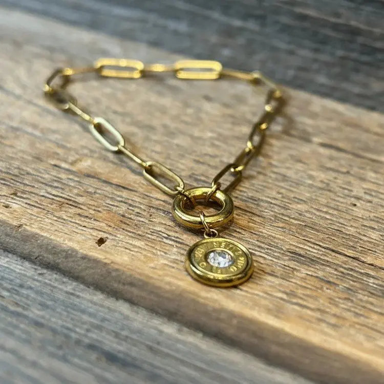 Paperclip Bracelet with bullet charm Prettyhunter.com