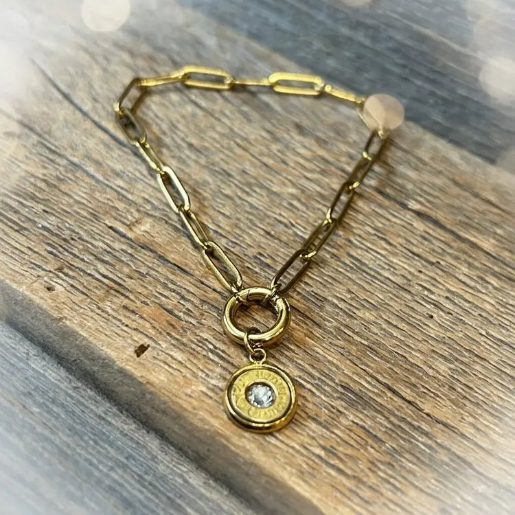 Paperclip Bracelet with bullet charm Prettyhunter.com